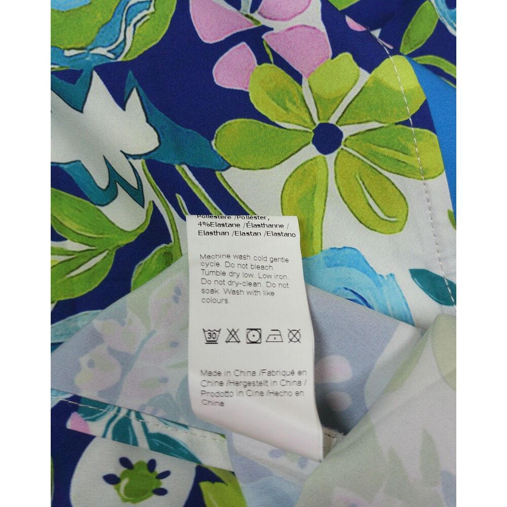 Cicy Bell XL Floral Blouse Blue Green Ruffle V Neck Puff Elbow Sleeve Boho NWT - Picture 13 of 13